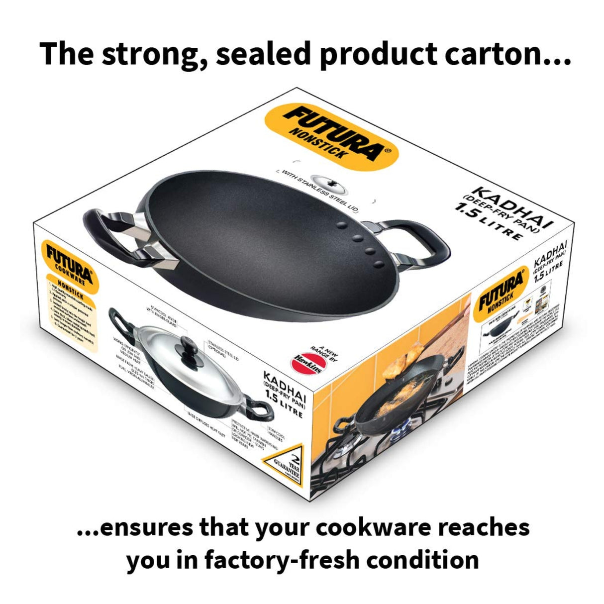Hawkins Futura Hard Anodised Kadai with SS Lid (NK15S) 1.5 L - Black_6