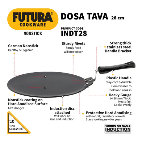 Hawkins Futura Hard Anodised Non Stick Dosa Tawa (INDT28) 28 cm – Black_2