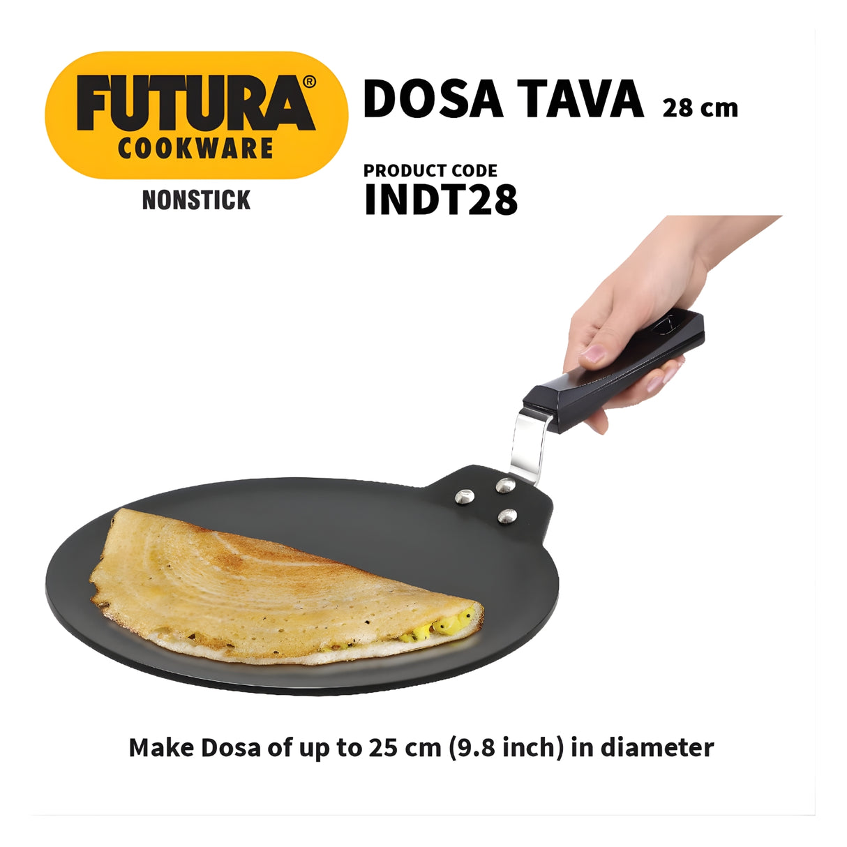 Hawkins Futura Hard Anodised Non Stick Dosa Tawa (INDT28) 28 cm – Black_3
