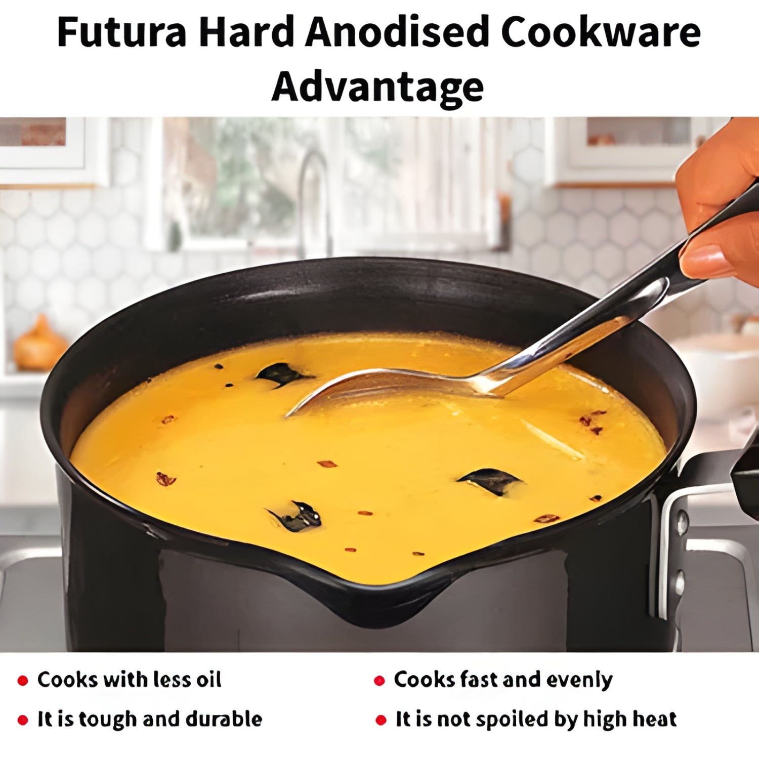 Hawkins Futura Hard Anodised Sauce Pan with SS Lid (AS10S) 1 L - Black_4