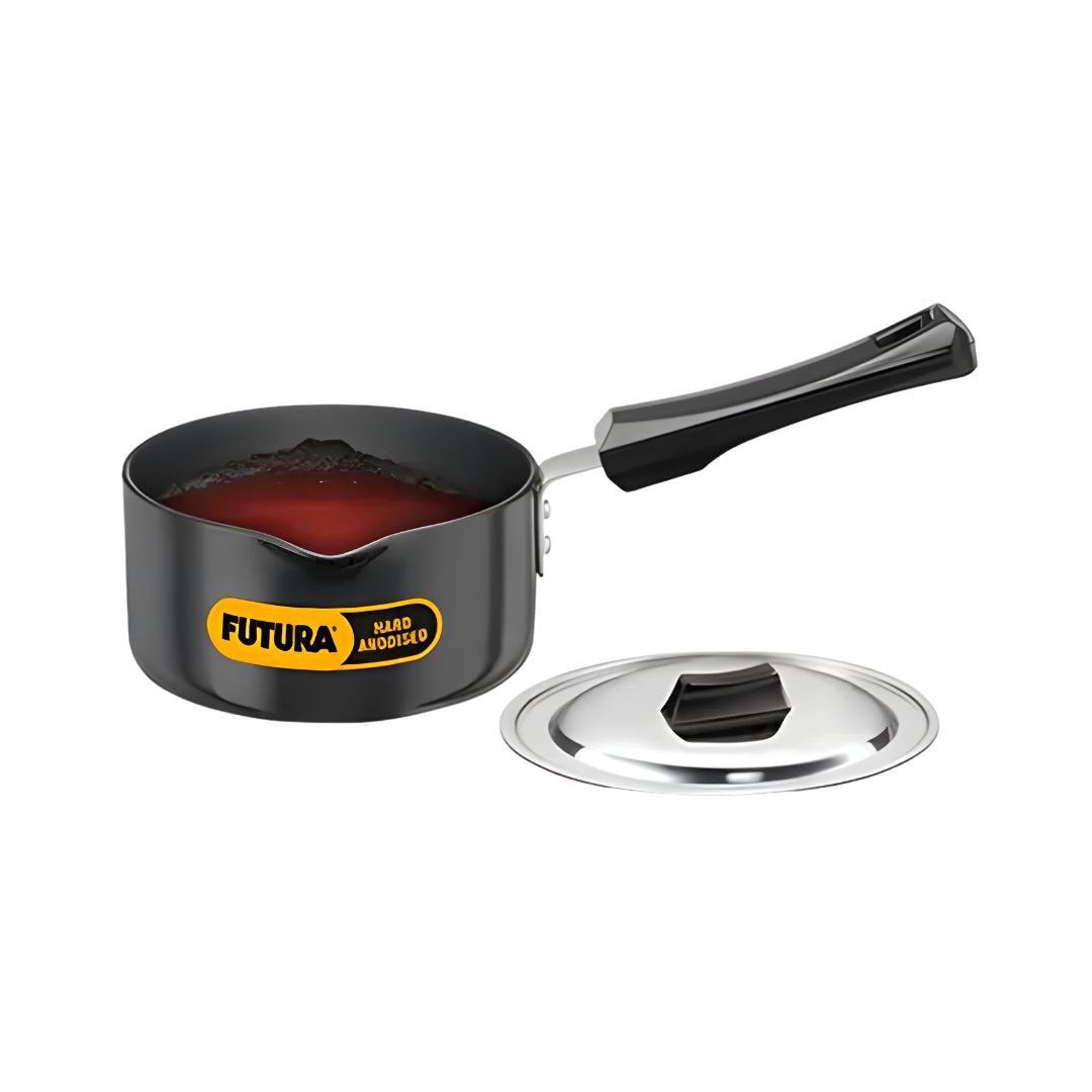 Hawkins Futura Hard Anodised Sauce Pan with SS Lid (AS10S) 1 L - Black
