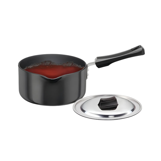 Hawkins Futura Hard Anodised Sauce Pan with SS Lid (IAS20S) 2 L - Black_Front View