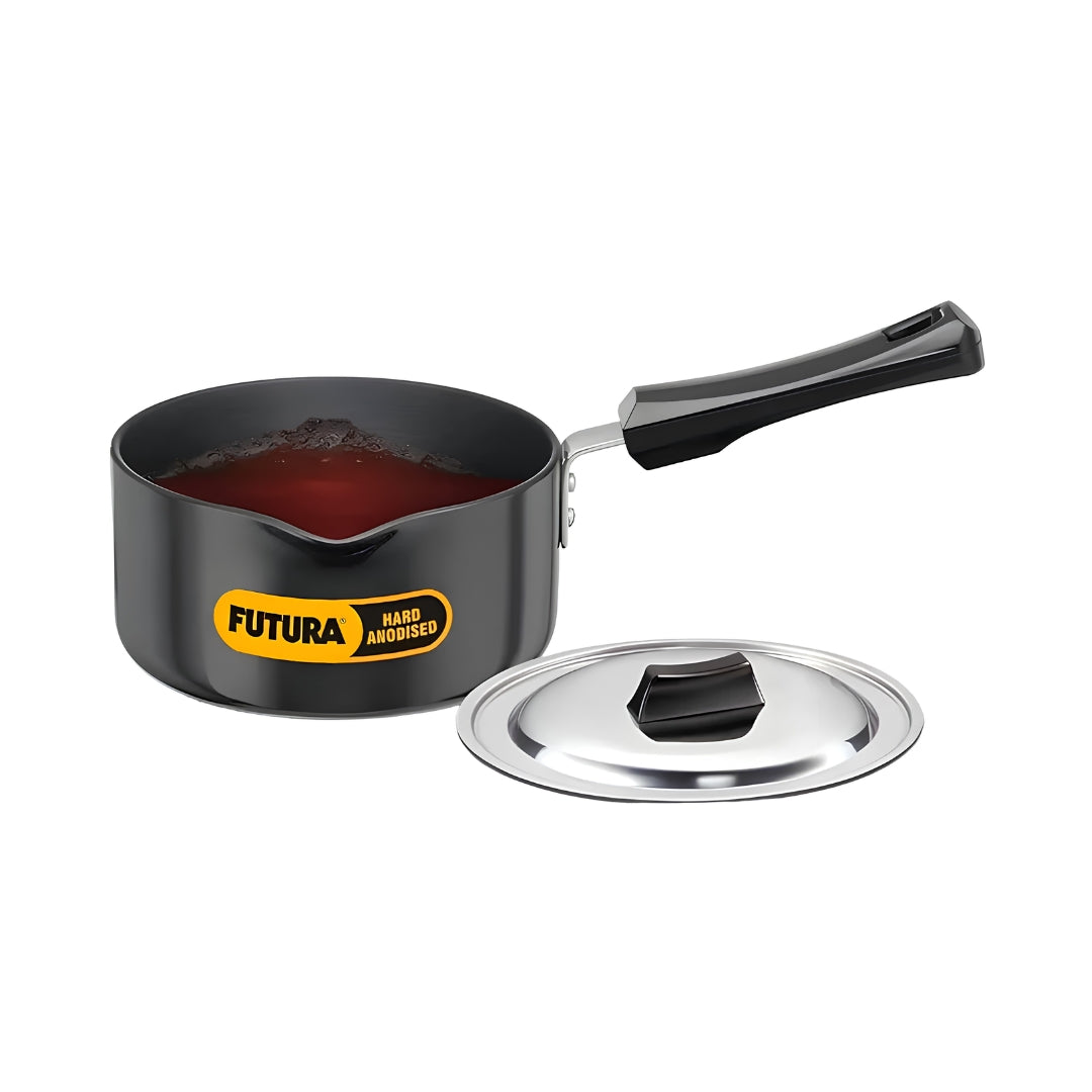Hawkins Futura Hard Anodised Sauce Pan with Stainless Steel Lid (IAS15S) 1.5 L - Black