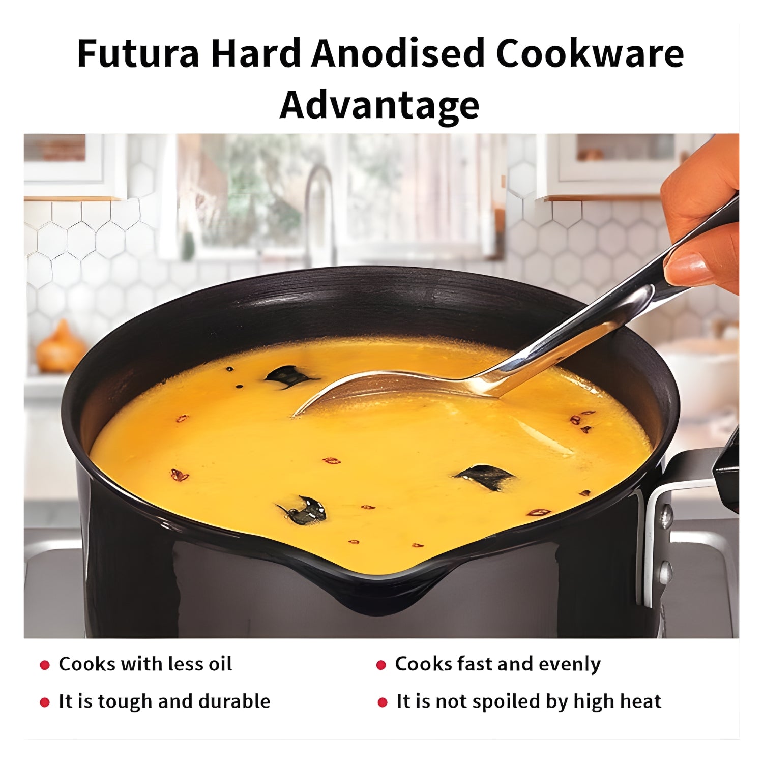 Hawkins Futura Hard Anodised Sauce Pan with Stainless Steel Lid (IAS15S) 1.5 L - Black_4