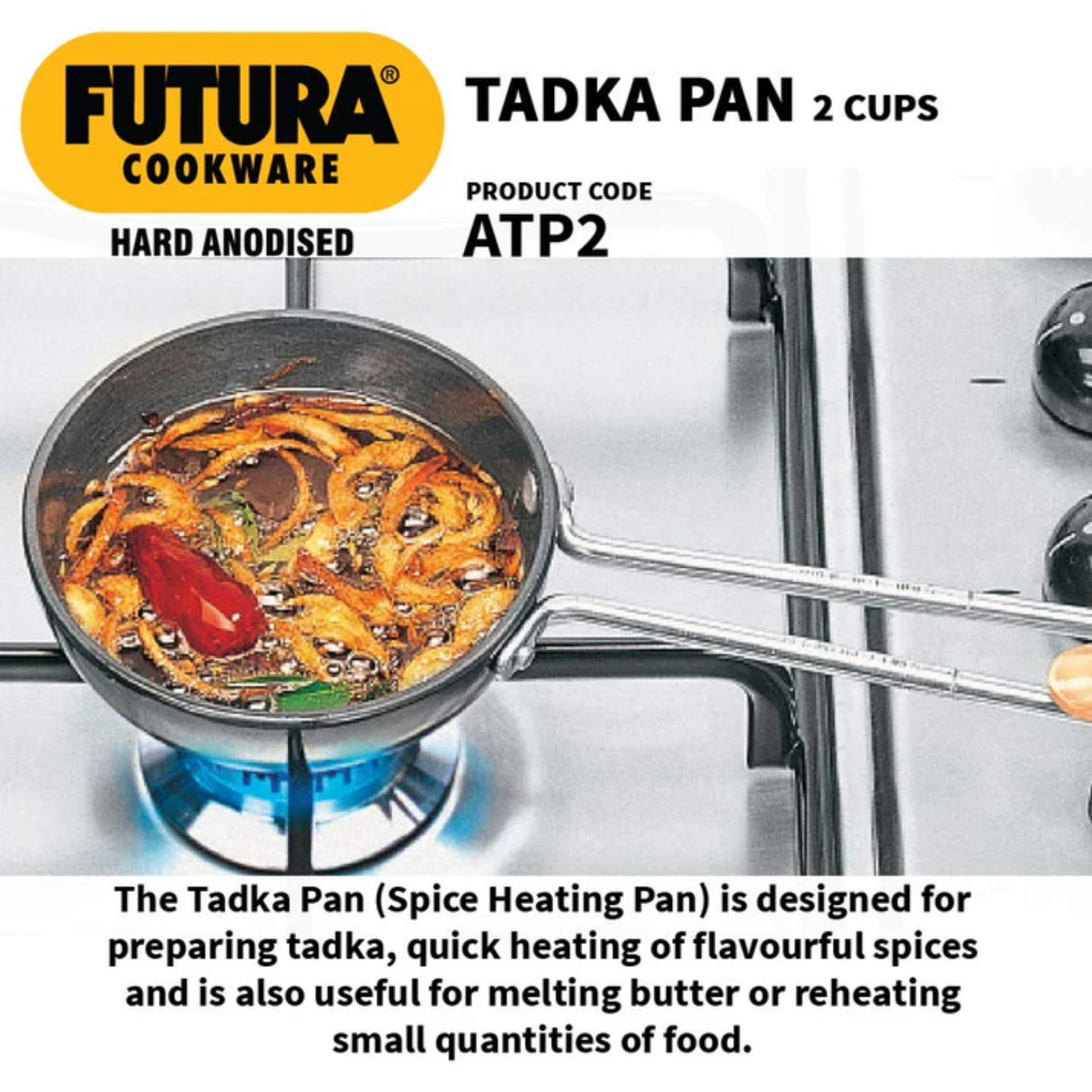 Hawkins Futura Hard Anodised Tadka Pan (ATP2) 12 cm \ 0.48 L - Black_4