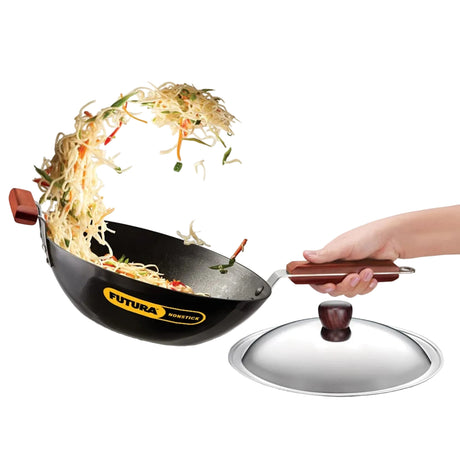 Hawkins Futura Hard Anodised Wok with SS Lid (INW30S) 3 L - Black_1