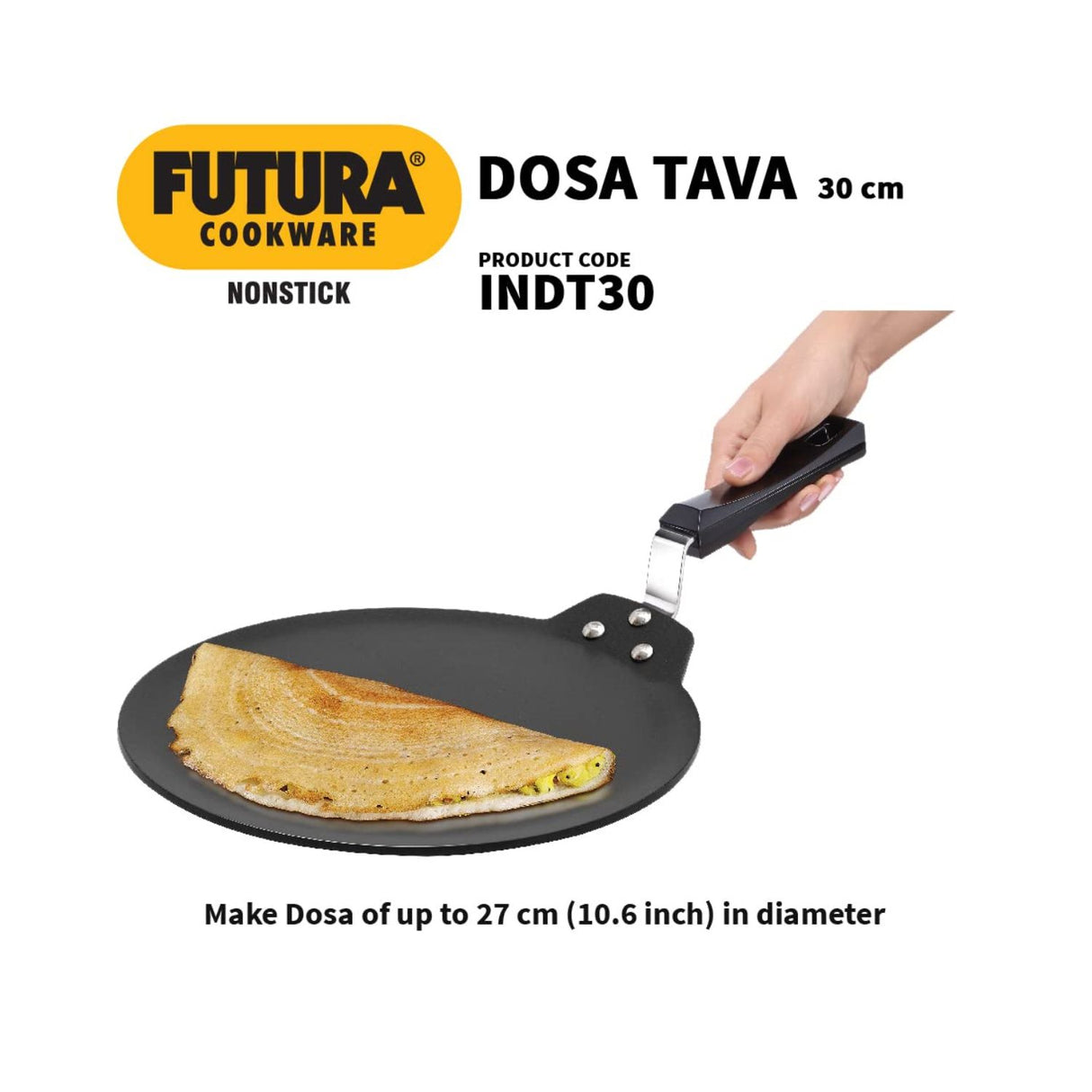 Hawkins Futura Non Stick Dosa (INDT30) Tawa 30 cm  3.7 L – Black_4