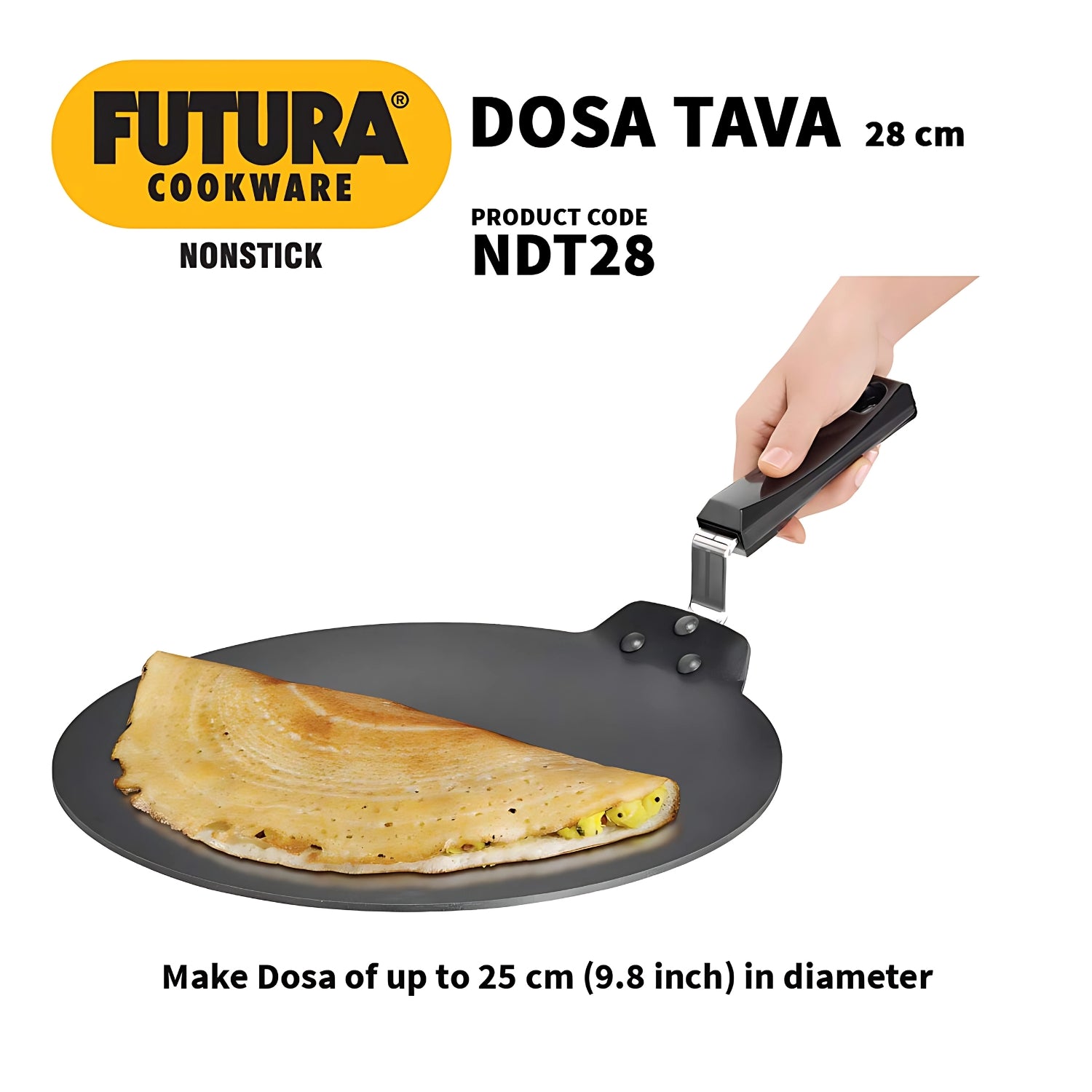 Hawkins Futura Non Stick Dosa Tawa (NDT2828) cm - Black_2