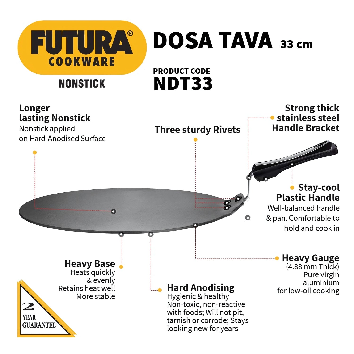 Hawkins Futura Non Stick Dosa Tawa (NDT3333) cm - Black_3