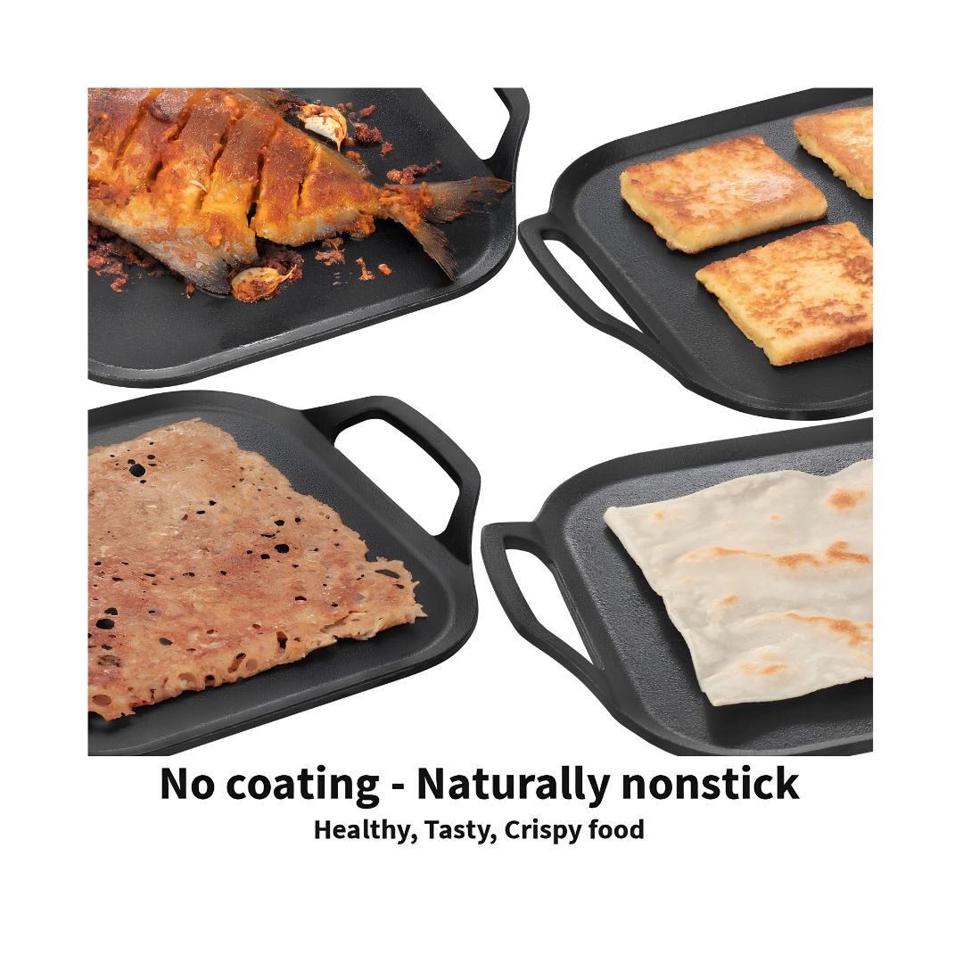 Hawkins Futura Reinforced Cast Iron Square Tawa (CIST26) 26 cm - Black_Features 1