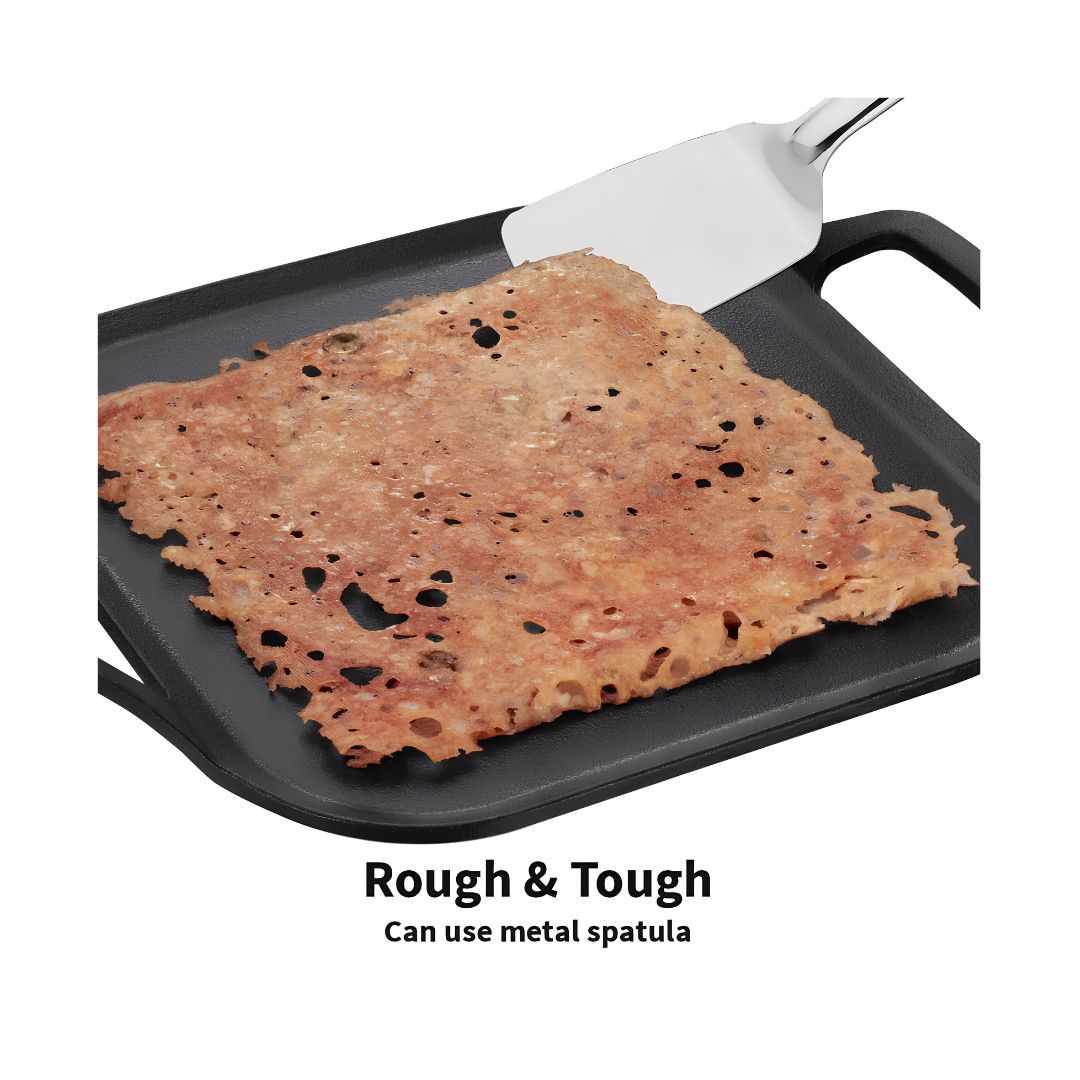 Hawkins Futura Reinforced Cast Iron Square Tawa (CIST26) 26 cm - Black_Features 5