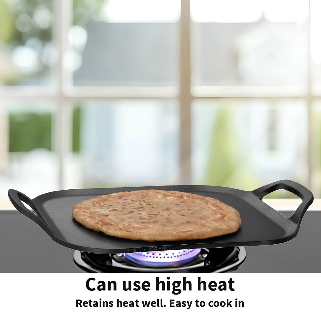 Hawkins Futura Reinforced Cast Iron Square Tawa (CIST26) 26 cm - Black_features 2