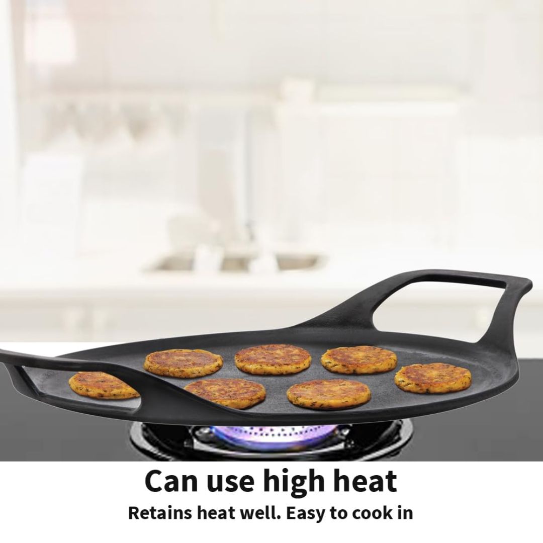 Hawkins Futura Reinforced Cast Iron Tawa (CIDT27) 27 cm - Black_Features 3