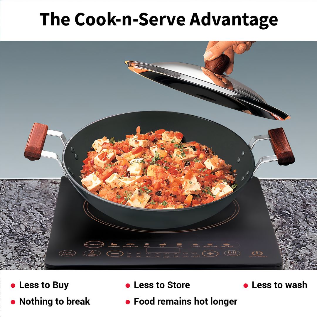 Hawkins Hard Anodised Flat Bottom Deep Fry Pan with SS Lid (IAD25S) 26 cm_Features 2