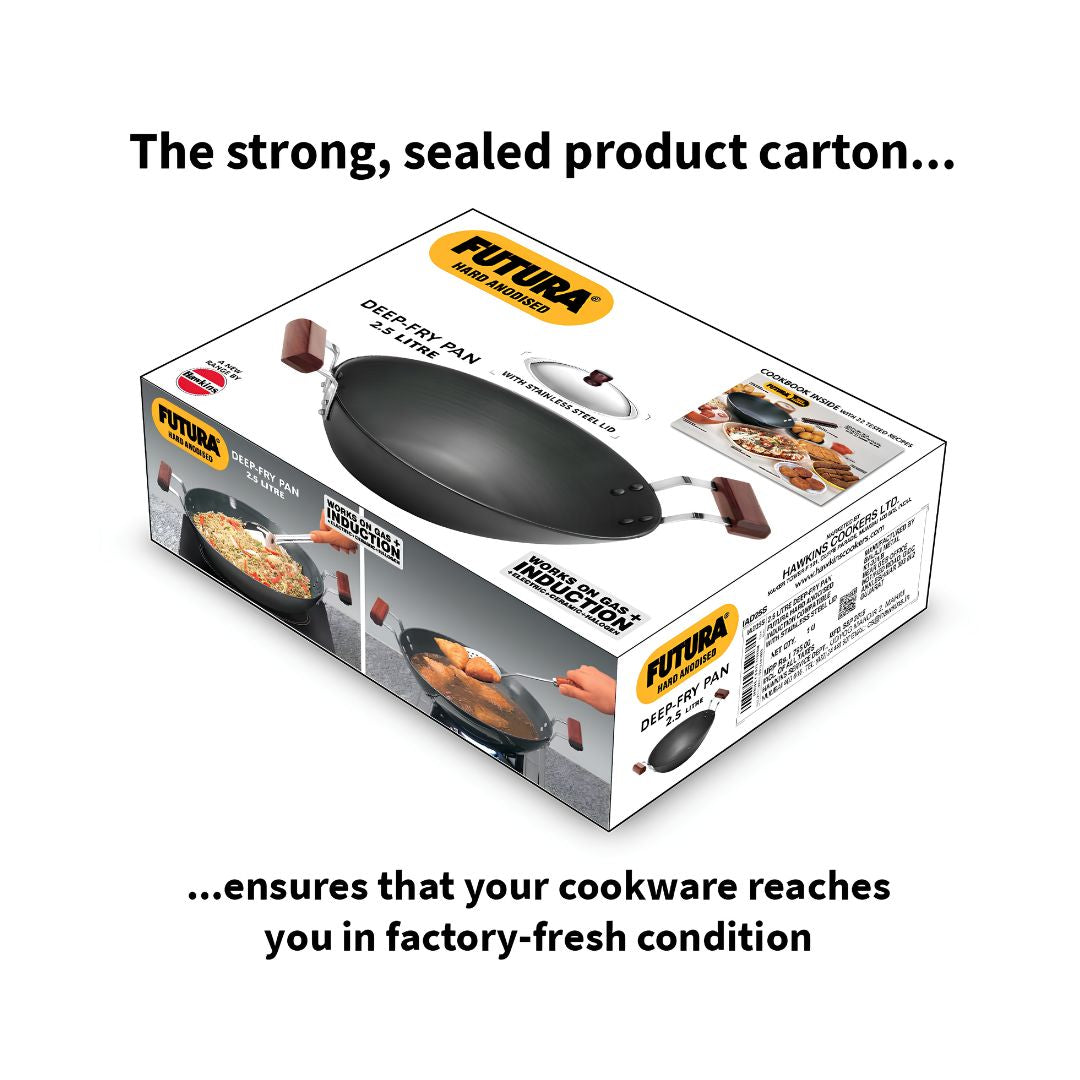 Hawkins Hard Anodised Flat Bottom Deep Fry Pan with SS Lid (IAD25S) 26 cm_Features 4