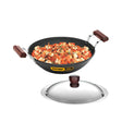 Hawkins Hard Anodised Flat Bottom Deep Fry Pan with SS Lid (IAD25S) 26 cm_Front View