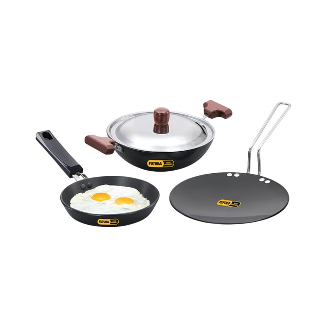 Hawkins Hard Anodised Futura (24HAGP) 3 Piece Cookware Gift Set - Black_Front View