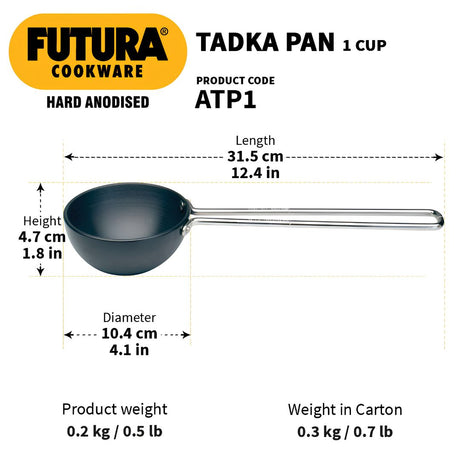 Hawkins Hard Anodised Tadka Pan 10 cm _ 0.24 L - Black_Features Dimensions