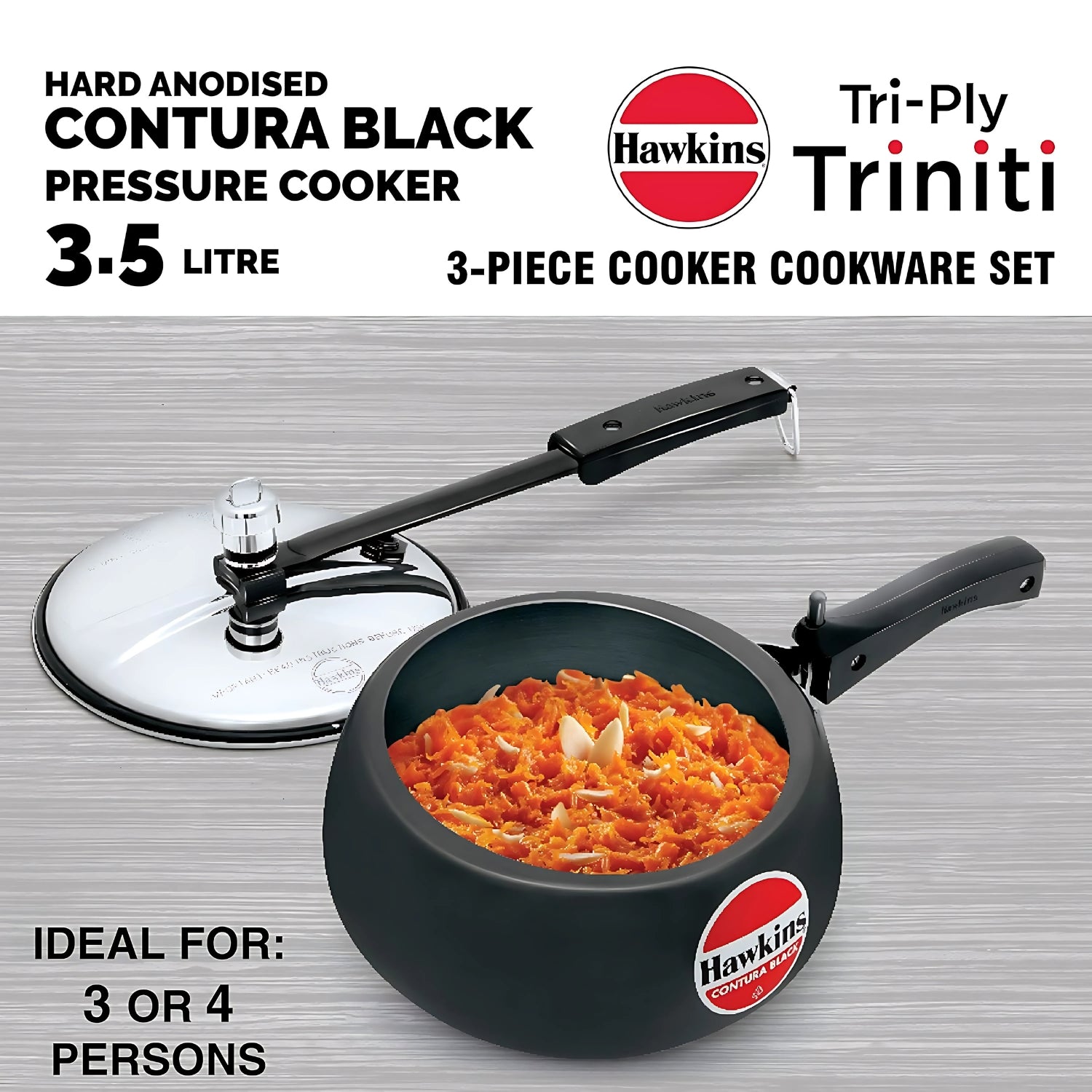 Hawkins Hard Anodised Triniti Kitchen (PCWSET1) Set 3 Piece - Black_4