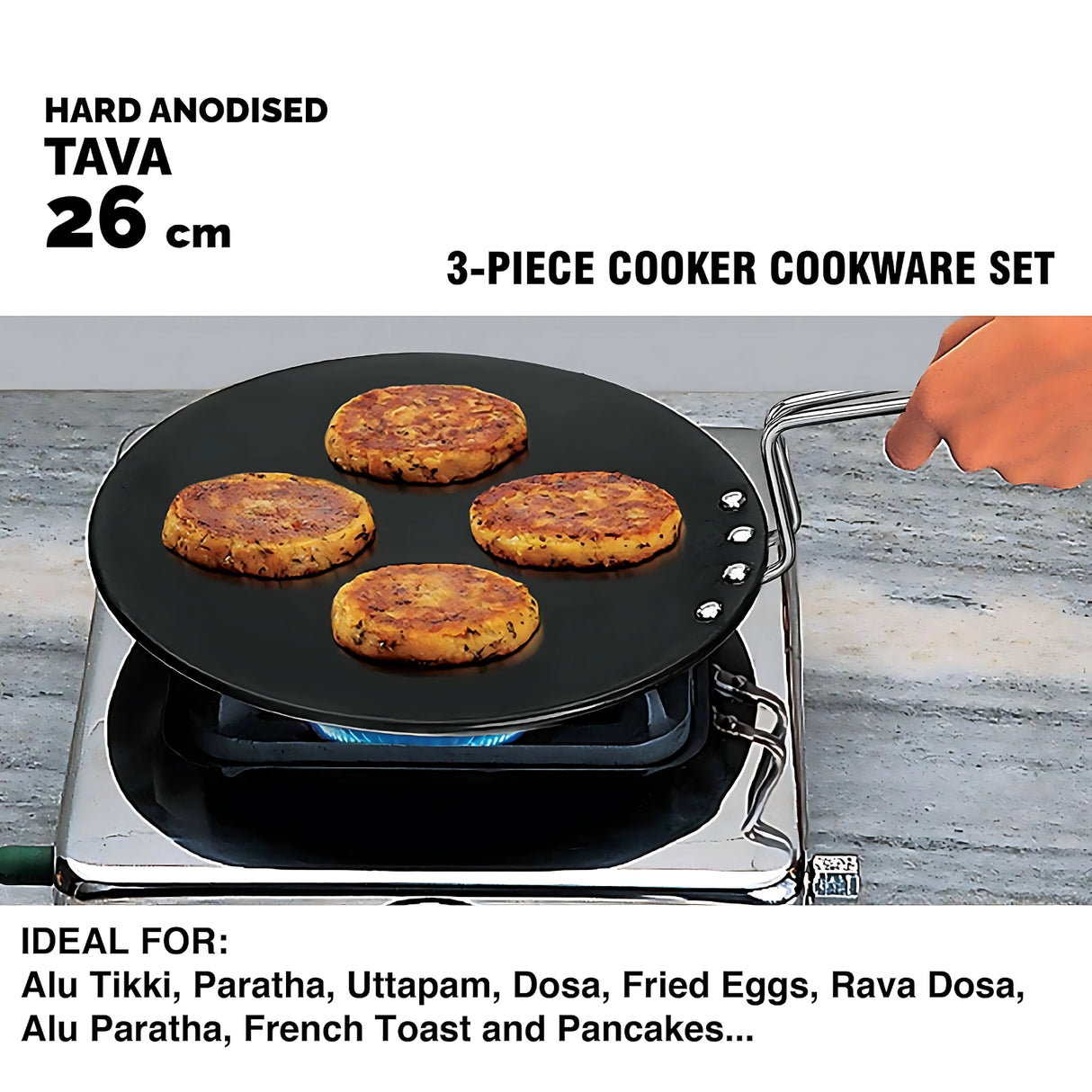 Hawkins Hard Anodised Triniti Kitchen (PCWSET1) Set 3 Piece - Black_6