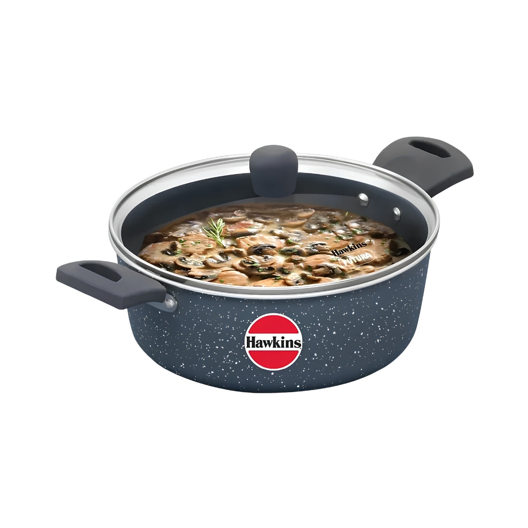 Hawkins  Induction Compatible Ceramic NS Cook n Serve Bowl with Glass Lid (ICCB30G) 3 L - Blue_Font View