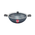 Hawkins Induction Compatible Ceramic NS Deep Kadai with Glass Lid (ICK50G) 5 L - Blue_Front View
