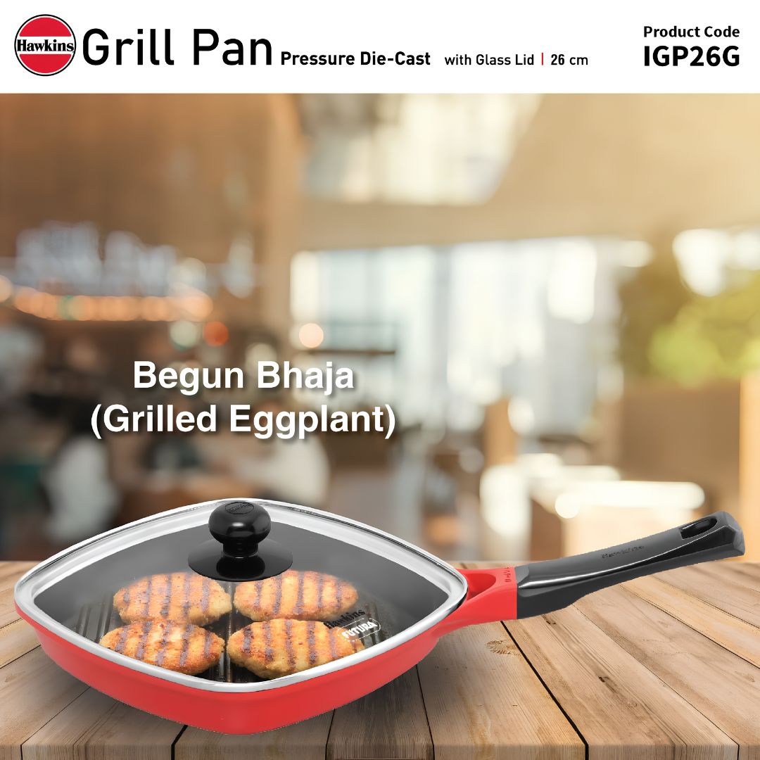 Hawkins Induction Compatible Die Cast Grill Pan with Glass Lid (IGP26G) 26 cm _Features 6