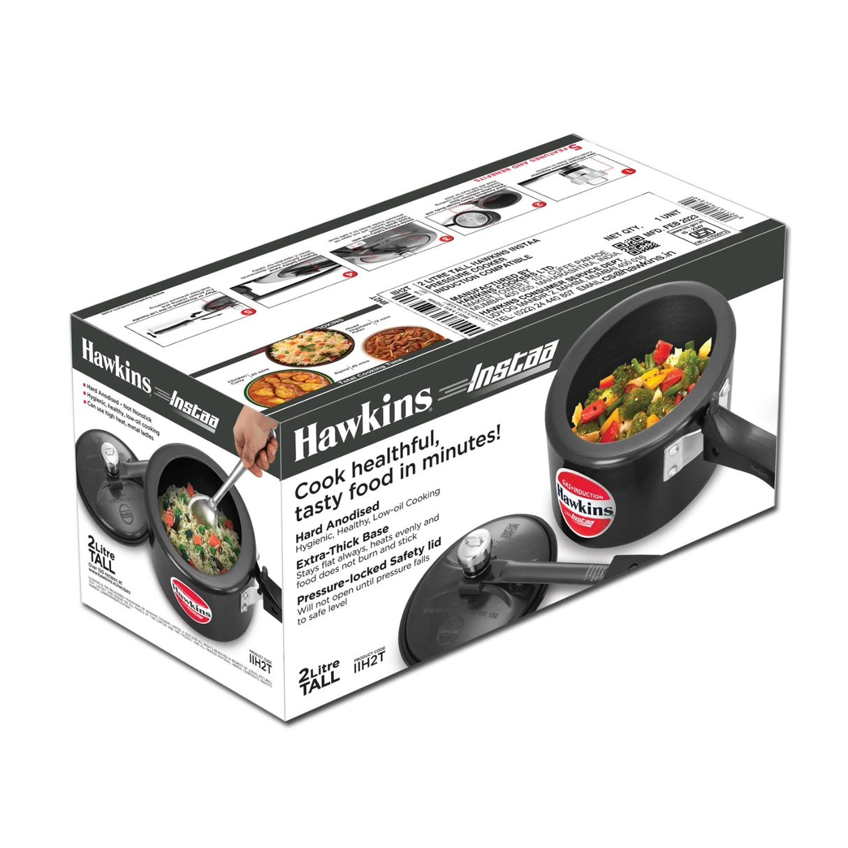 Hawkins Instaa Hard Anodised Tall Pressure Cooker (IIH2T) 2 L - Black_11