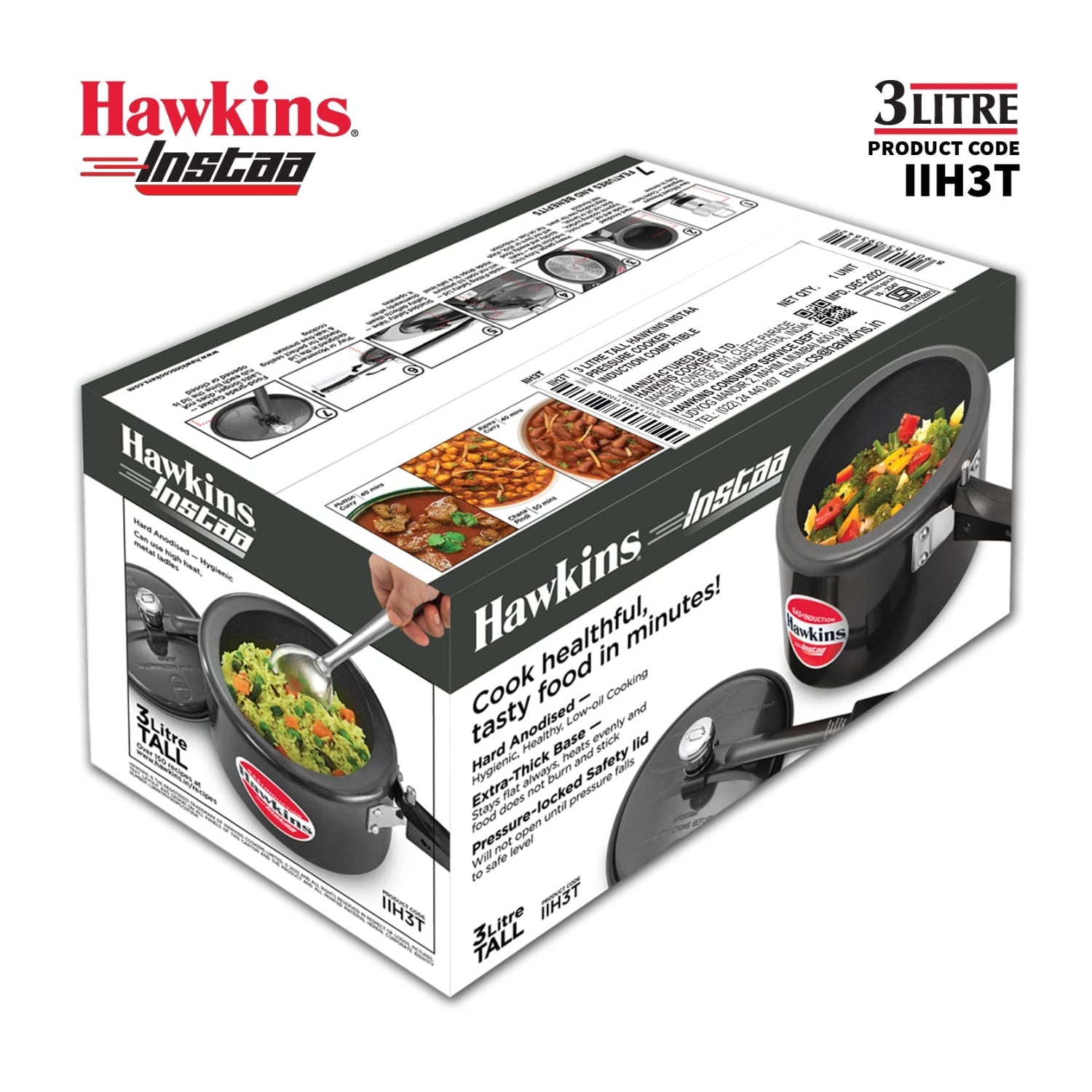 Hawkins Instaa Hard Anodised Tall Pressure Cooker (IIH3T3) L - Black_11
