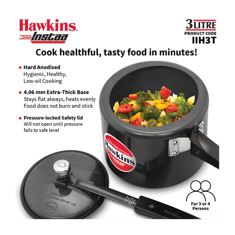 Hawkins Instaa Hard Anodised Tall Pressure Cooker (IIH3T3) L - Black_2