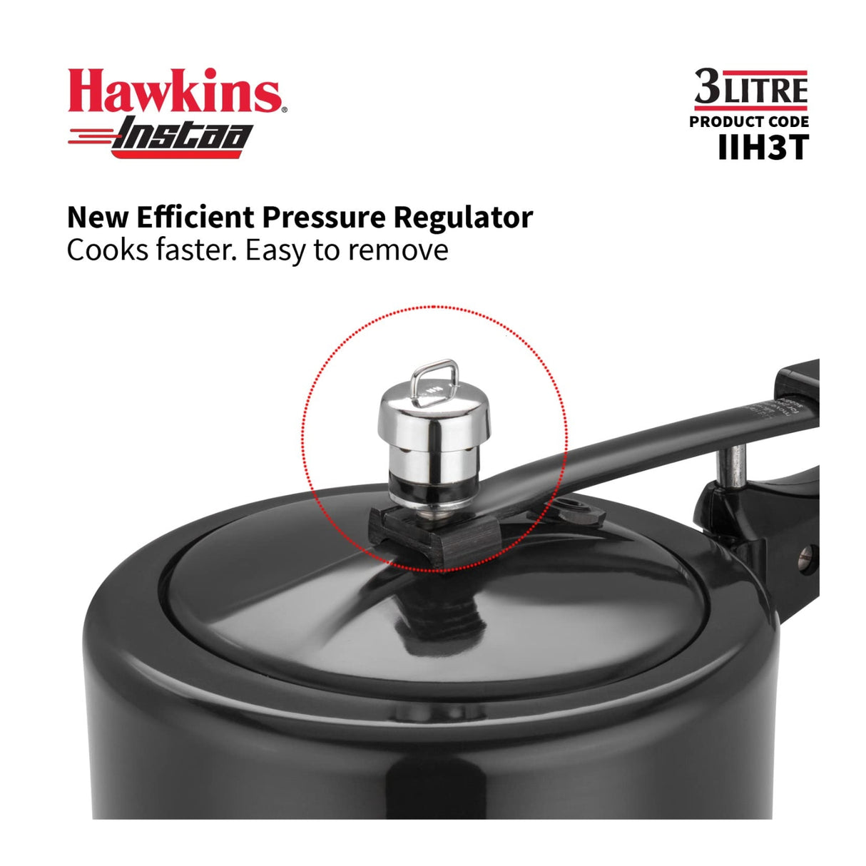 Hawkins Instaa Hard Anodised Tall Pressure Cooker (IIH3T3) L - Black_5