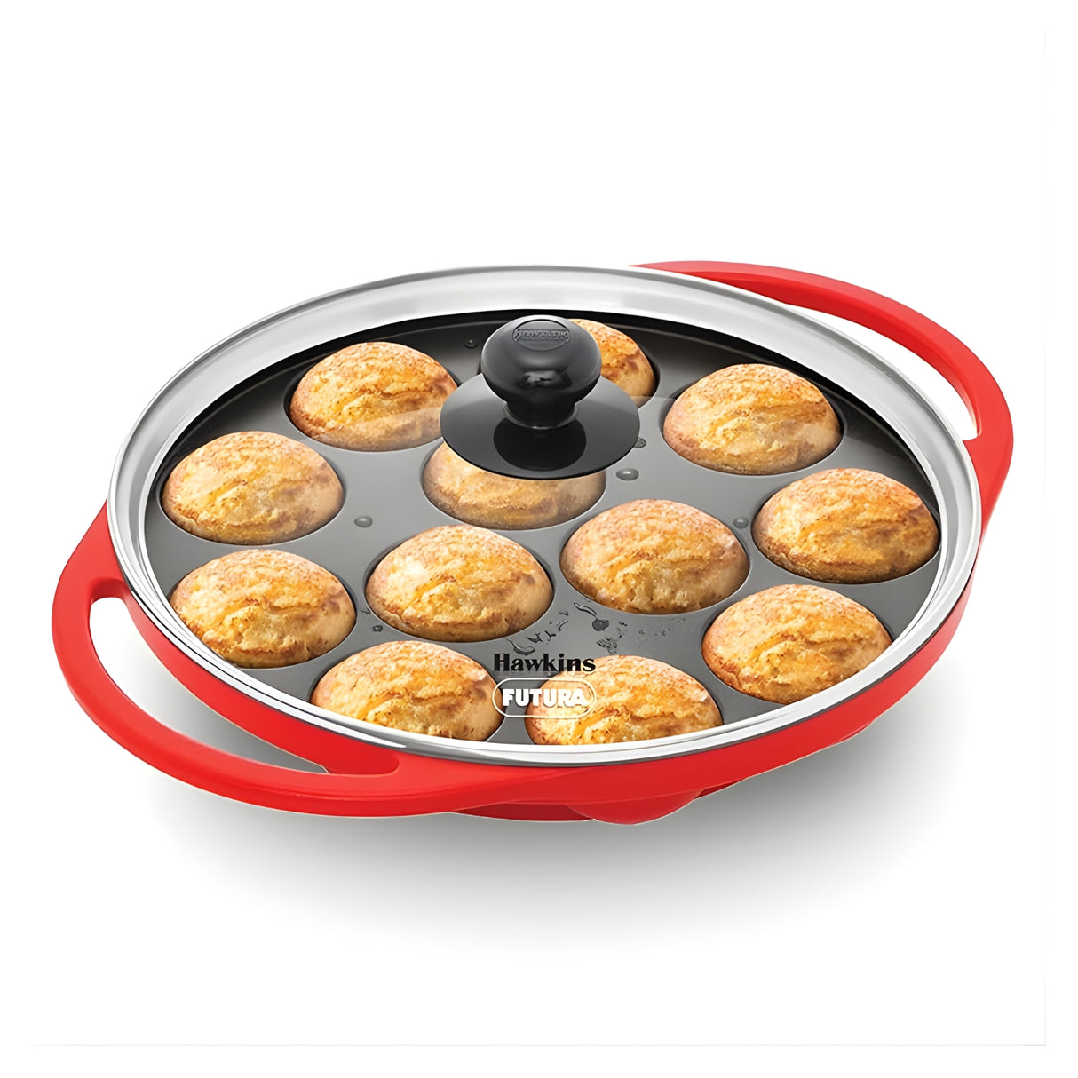 Hawkins Nonstick Appe Pan with Glass Lid (NAPE24G) 24 cm \ 12 Cups - Red_1