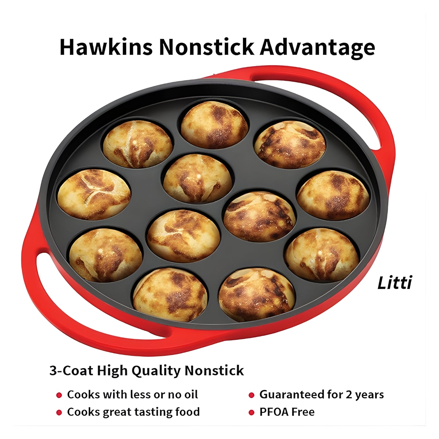Hawkins Nonstick Appe Pan with Glass Lid (NAPE24G) 24 cm \ 12 Cups - Red_4