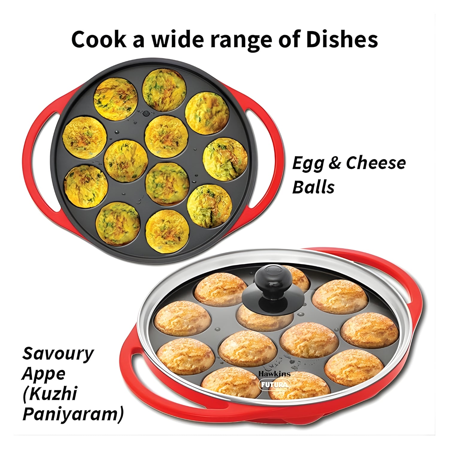 Hawkins Nonstick Appe Pan with Glass Lid (NAPE24G) 24 cm \ 12 Cups - Red_5