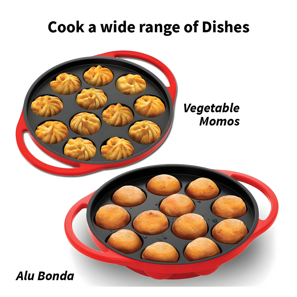 Hawkins Nonstick Appe Pan with Glass Lid (NAPE24G) 24 cm \ 12 Cups - Red_6