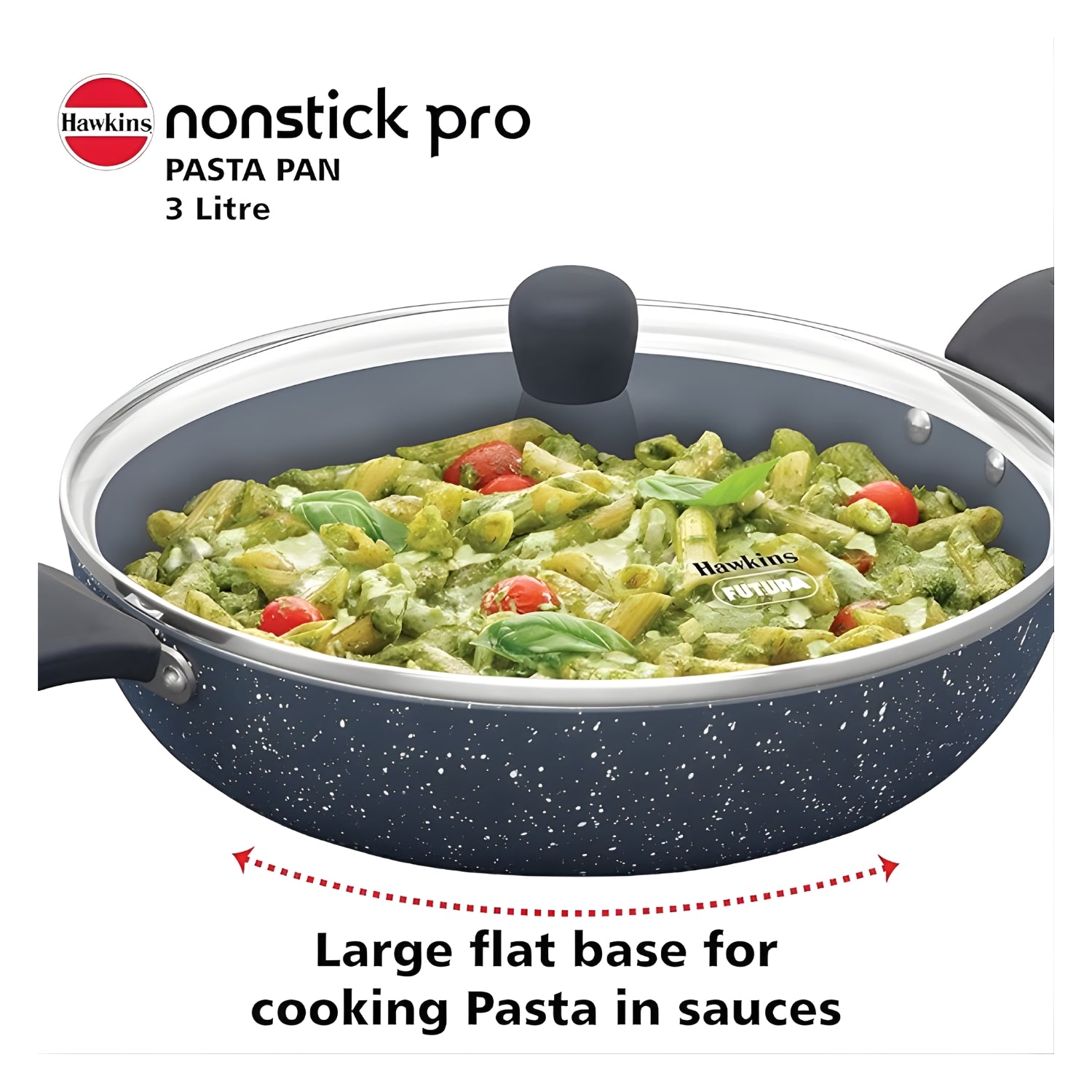 Hawkins Nonstick Pro Ceramic Pasta Pan with Glass Lid (ICP26G) 26 cm \ 3 L - Grey_3