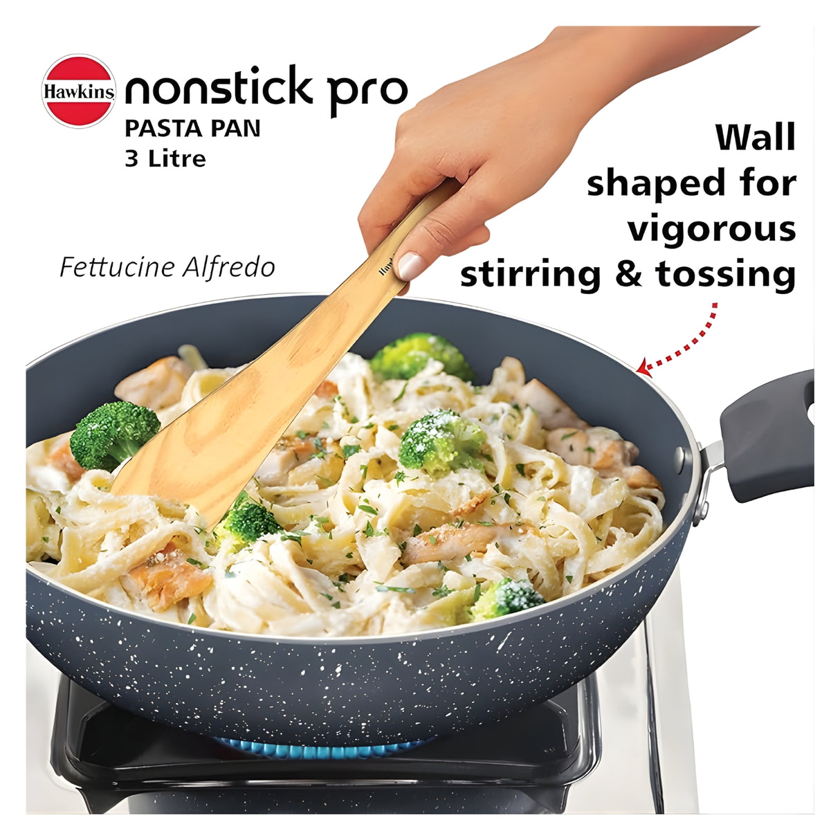 Hawkins Nonstick Pro Ceramic Pasta Pan with Glass Lid (ICP26G) 26 cm \ 3 L - Grey_4
