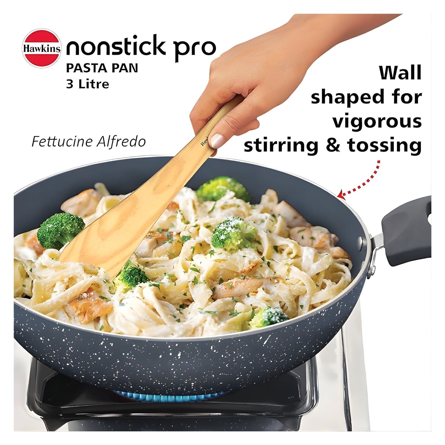 Hawkins Nonstick Pro Ceramic Pasta Pan with Glass Lid (ICP26G) 26 cm \ 3 L - Grey_4