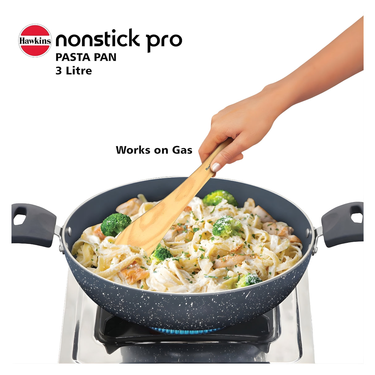 Hawkins Nonstick Pro Ceramic Pasta Pan with Glass Lid (ICP26G) 26 cm \ 3 L - Grey_8