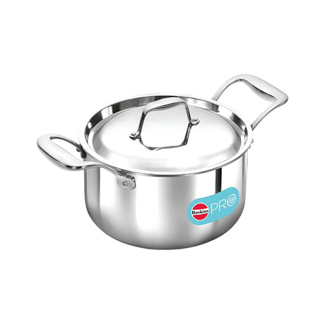 Hawkins Pro Tri-Ply Milk Pan with SS Lid (PSMP30S) 18 cm \ 3 L_Front View