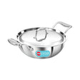 Hawkins Pro Tri-Ply Stainless Steel Deep Fry Pan with Lid (PSK15S) 22 cm_Front View