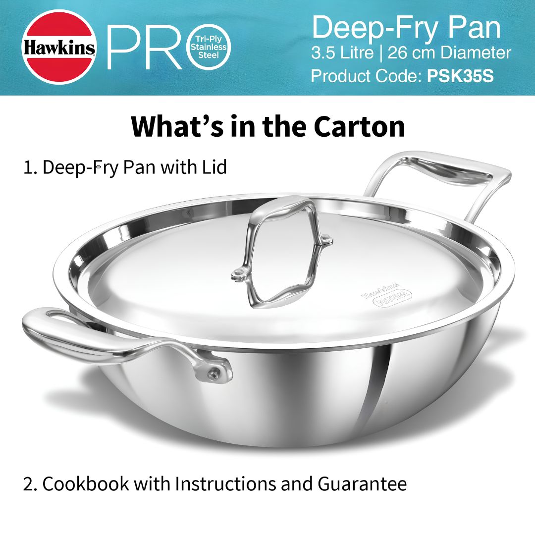 Hawkins Pro Tri-Ply Stainless Steel Deep Fry Pan with Lid (PSK35S) 26 cm_Features_9
