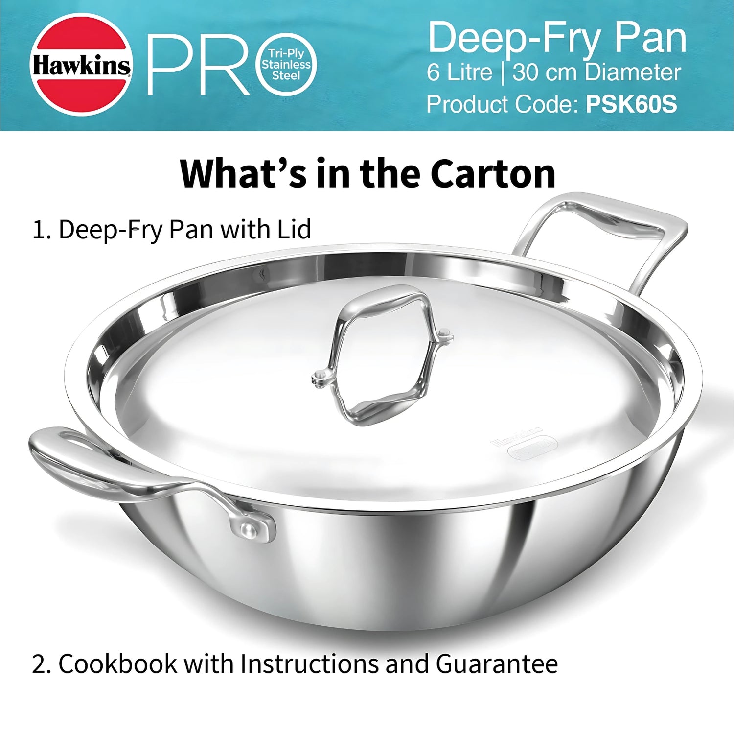 Hawkins Pro Tri-Ply Stainless Steel Deep Fry Pan with Lid (PSK60S) 6 L_8