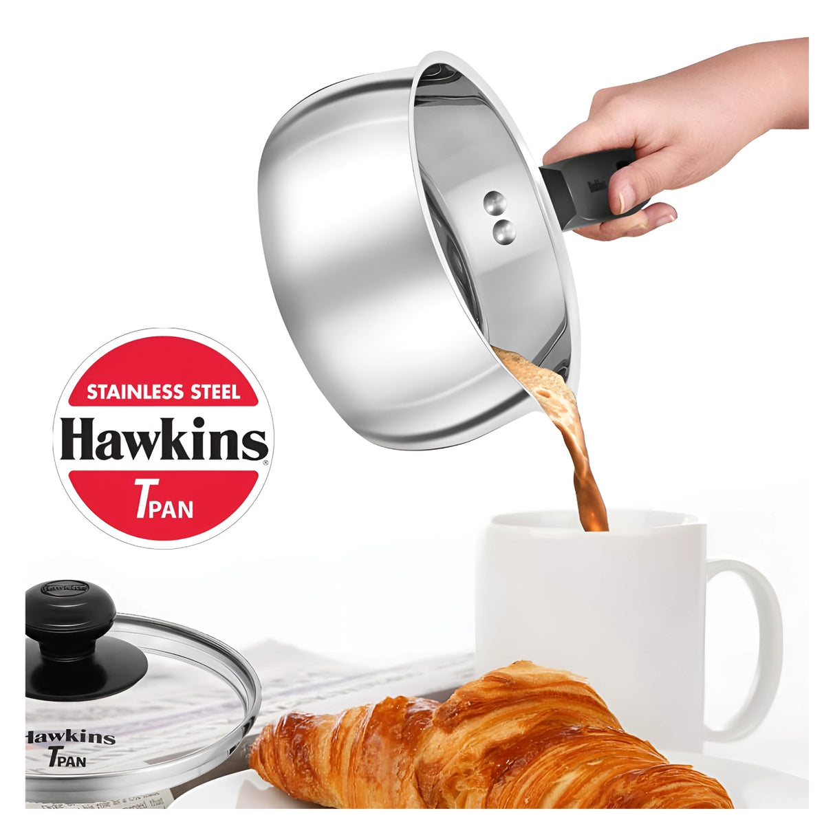 Hawkins SST10G Stainless Steel 1L T-Pan with Lid  Induction Compatible Tea Pan  Silver_4