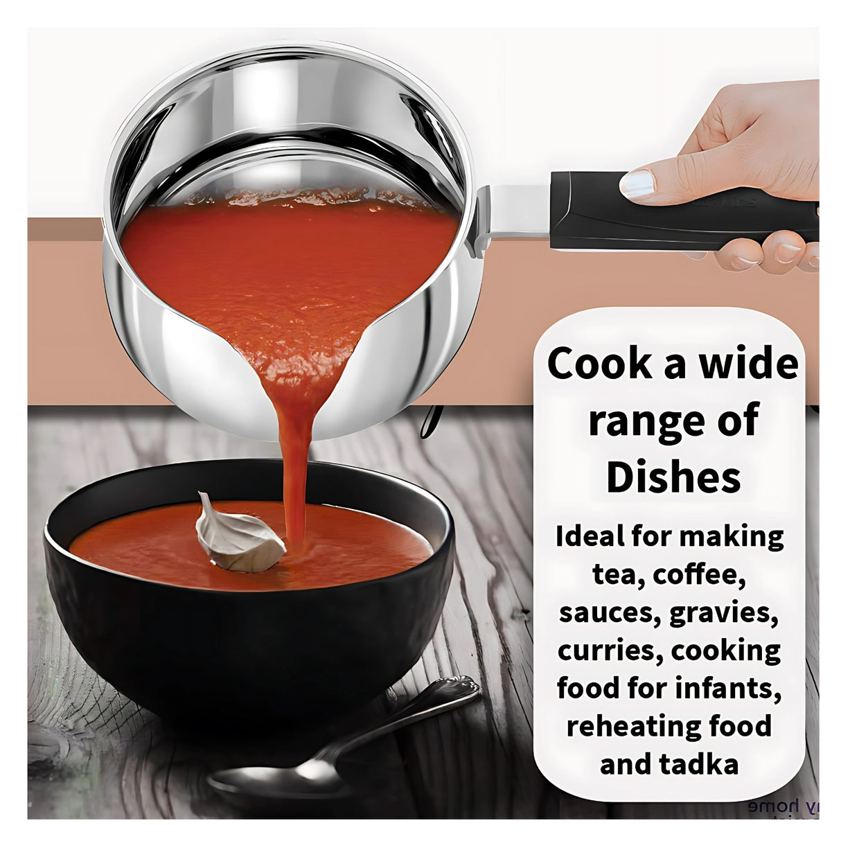 Hawkins SST10G Stainless Steel 1L T-Pan with Lid  Induction Compatible Tea Pan  Silver_5