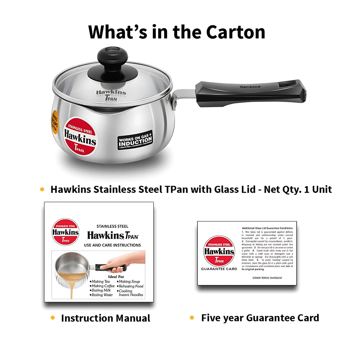 Hawkins SST10G Stainless Steel 1L T-Pan with Lid  Induction Compatible Tea Pan  Silver_7