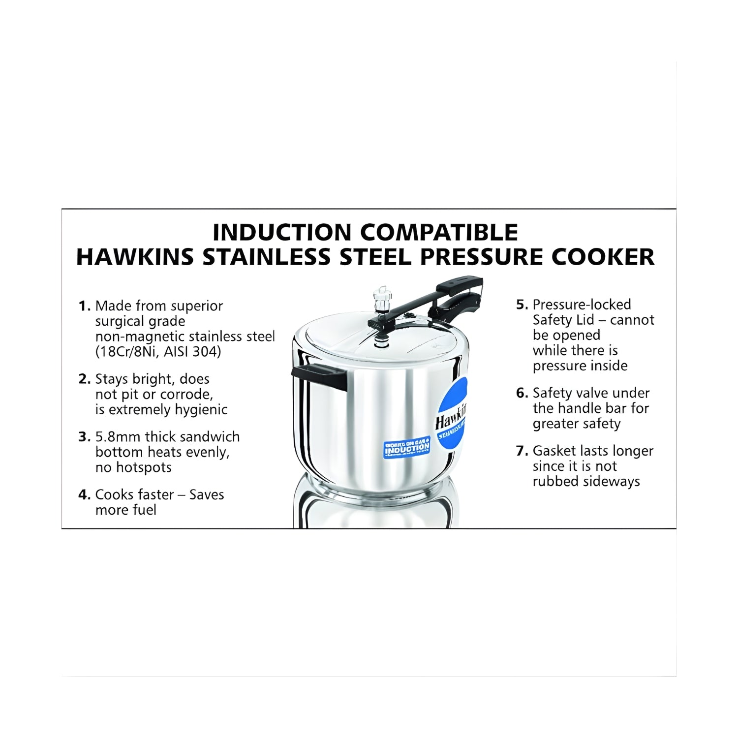 Hawkins Stainless Steel Pressure Cooker (HSS10) 10 L_3