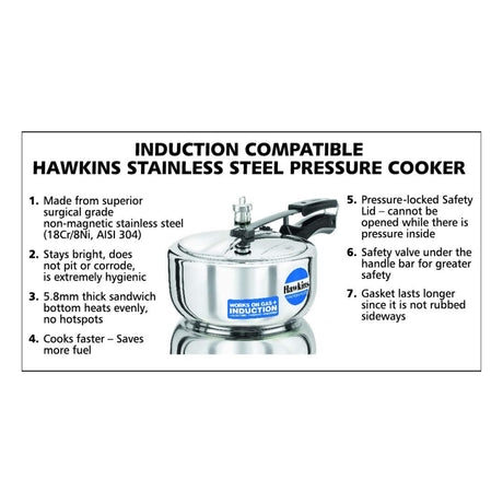 Hawkins Stainless Steel Pressure Cooker (HSS3W) 3 L_2
