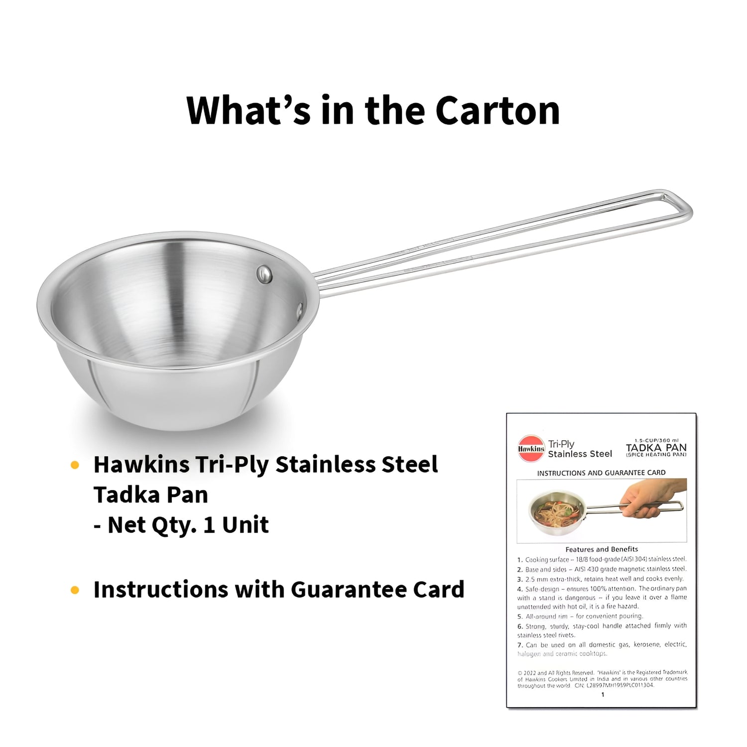 Hawkins Tri-Ply Cups Tadka Pan SS (STP15) 1.5 L_7