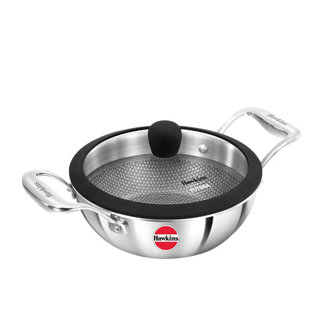 Hawkins Tri-Ply SS Deep Fry Pan with Glass Lid (PSNK15G) 1.5 L_1